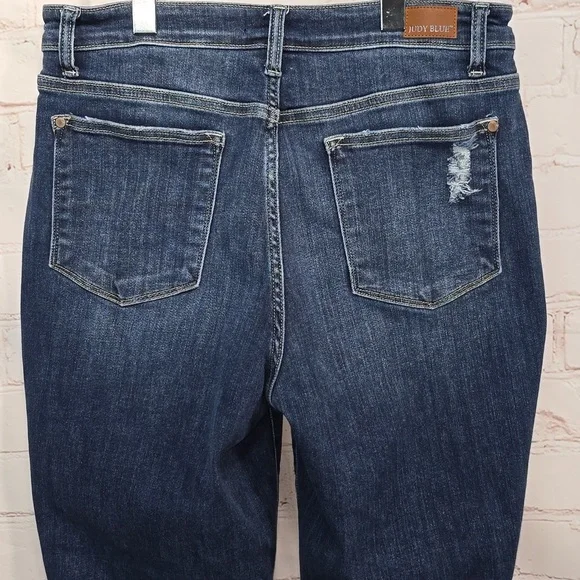 Judy Blue Boyfriend Fit Medium Wash Stretch Distressed Jeans Size 11/30 JB82328 - Picture 7 of 15